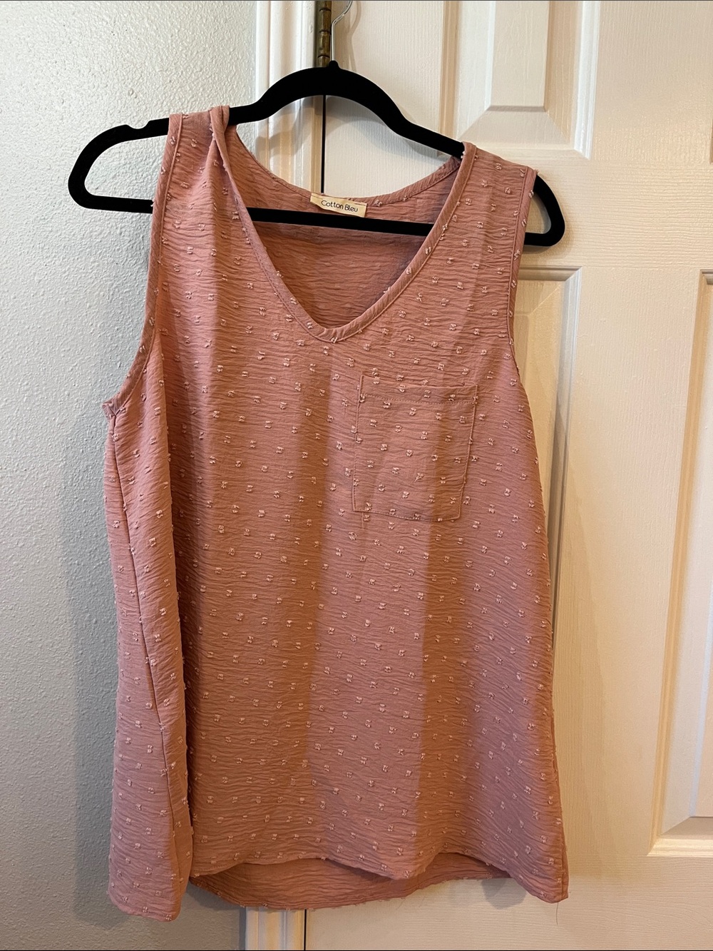 Cotton & Bar Rose Pink Textured V-Neck Tank Top